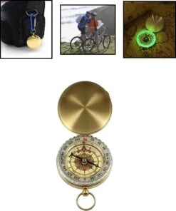 Kompas Messing Met Fluorescerende Buitenring - Luxe Kompas - Klassieke Kompas - Celvar - Glow In The Dark – Compass Brass