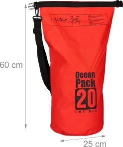 Relaxdays Ocean Pack 20 Liter - Waterdichte Tas - Strandtas - Zeilen - Outdoor Plunjezak - Rood -Bol 1006x1200 1