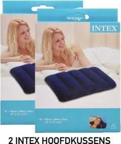 2 INTEX Opblaasbare Hoofdkussens - 43 X 28 X 9 Cm - Kampeerkussen - Reiskussen - Kussen - Festival - Festivalkussen - Opblaasbaar Kussen - Kopkussen - Reizen - Kamperen - Kamping - TWEE STUKS -Bol 1009x1200 2