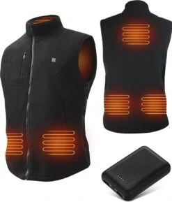 KIMO DIRECT Verwarmde Bodywarmer Met 10.000 MAh Powerbank - Fleece Vest - Verstelbare Maten - Unisex