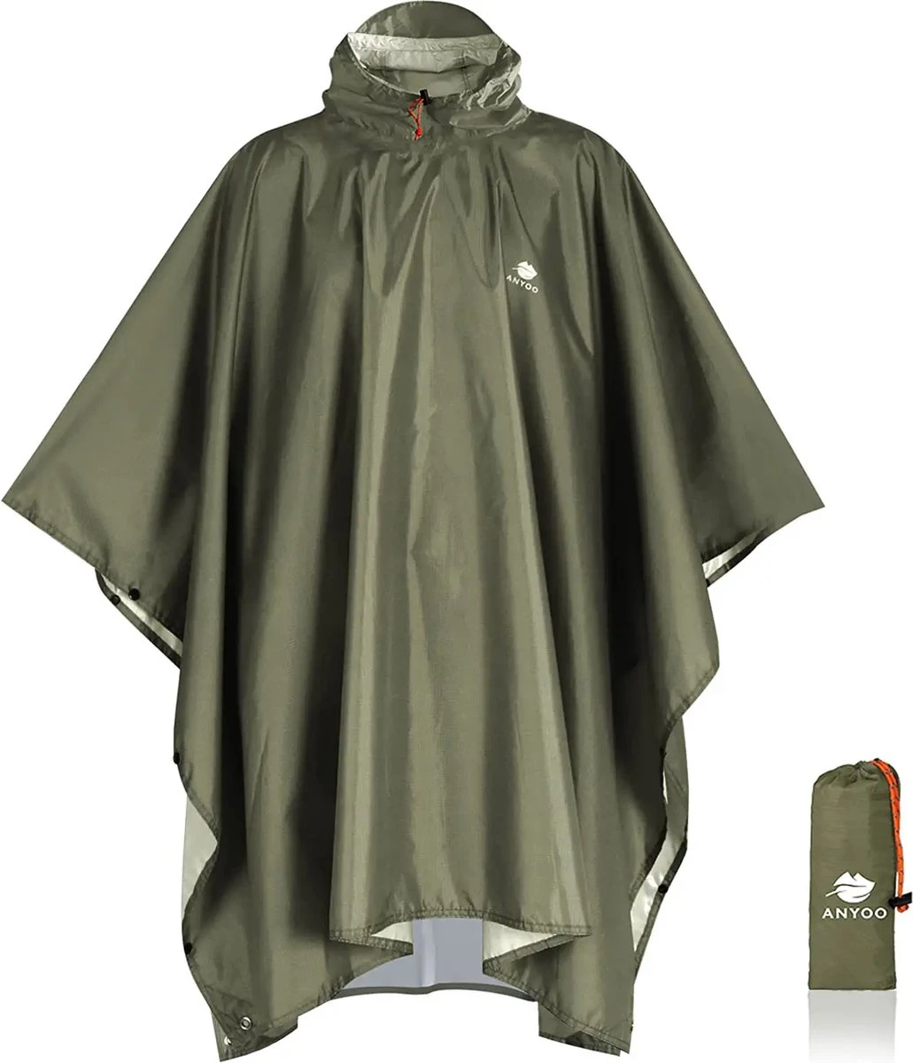 Anyoo Lichte Waterdichte Regenjas Poncho, Herbruikbaar, Ripstop, Ademende Multifunctionele Regenjas Met Capuchon, Opvouwbare Beschermhoes, Onderkant, Ideaal Voor Buiten, Camping, Wandelen, Vissen 3 Anyoo Lichte Waterdichte Regenjas Poncho, Herbruikbaar, Ripstop, Ademende Multifunctionele Regenjas Met Capuchon, Opvouwbare Beschermhoes, Onderkant, Ideaal Voor Buiten, Camping, Wandelen, Vissen