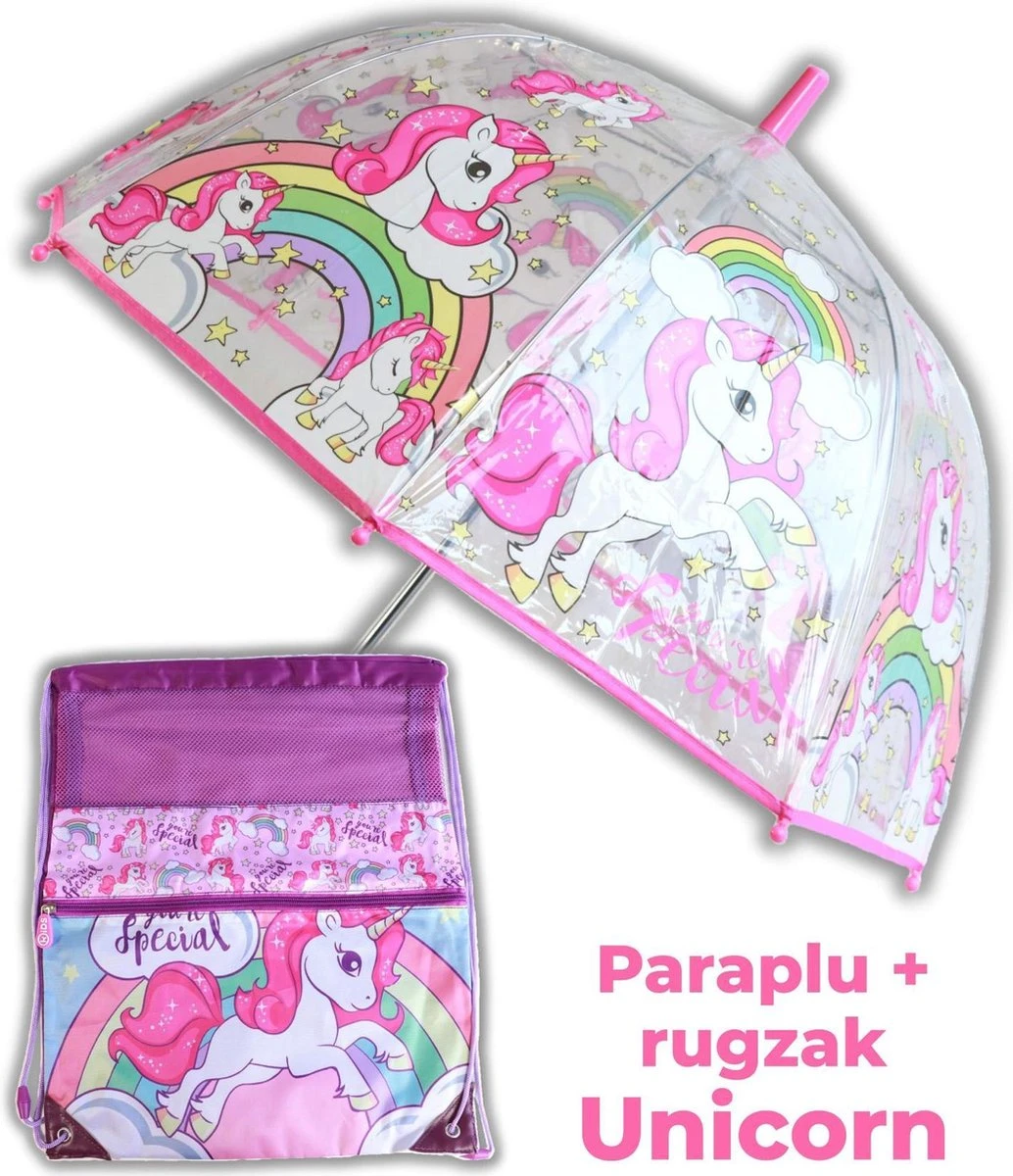 Kids Licensing Paraplu Unicorn + Rugzak Meisjes | Doorzichtige Koepelparaplu Ø70cm Kind | Eenhoorn Gymtas US01 14 Kids Licensing Paraplu Unicorn + Rugzak Meisjes | Doorzichtige Koepelparaplu Ø70cm Kind | Eenhoorn Gymtas US01 - Afbeelding 12