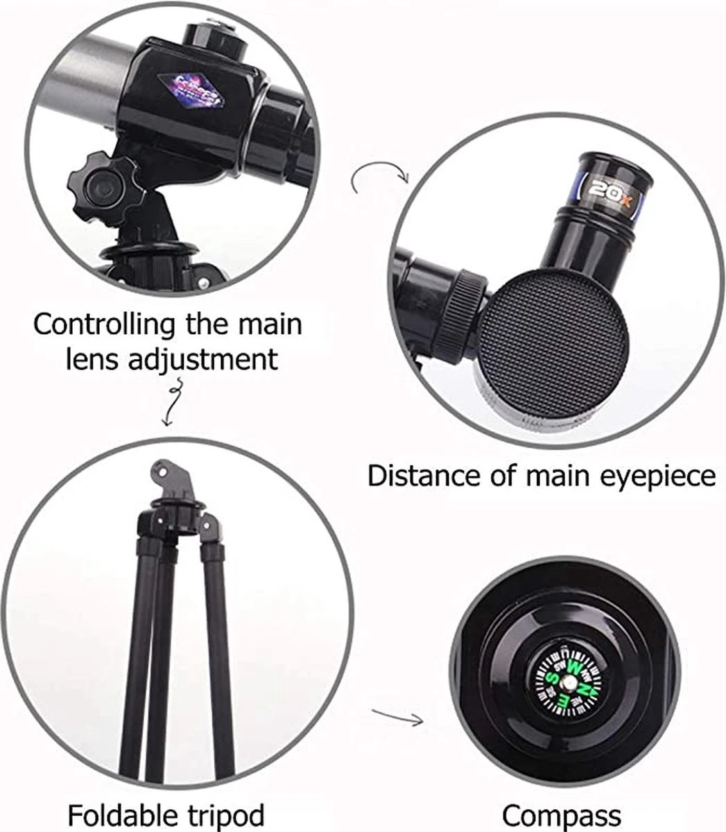 Sterrenkijker - 20 X 30 X 40 X - Stabiel Statief - Telescoop - Heldere Zoom - 5 Sterrenkijker - 20 X 30 X 40 X - Stabiel Statief - Telescoop - Heldere Zoom - - Afbeelding 3