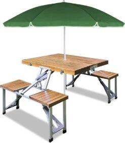 Merkloos Deuba Picknicktafel Campingtafel - Opvouwbaar Voor 4 Personen - Hout En Aluminium -Bol 1053x1200 1