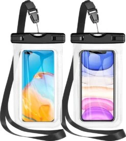 2 Stuks - Universeel Waterdichte Telefoonhoes - Inclusief Draagkoord- Waterproof Hoes - Onderwater Mobiele Telefoon Drybag - Compatibel Met IPhone, Galaxy En Smartphones Tot 7.0" - Zwart