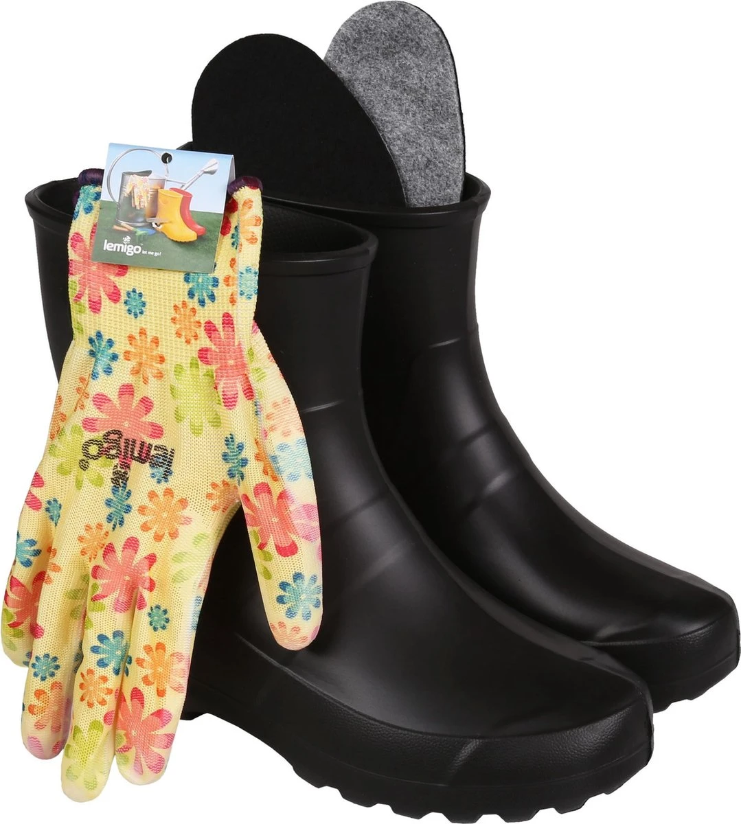 Zwarte Rubberen Dameslaarzen Compleet Met Tuinhandschoenen Maat - 39 4 Zwarte Rubberen Dameslaarzen Compleet Met Tuinhandschoenen Maat - 39 - Afbeelding 2