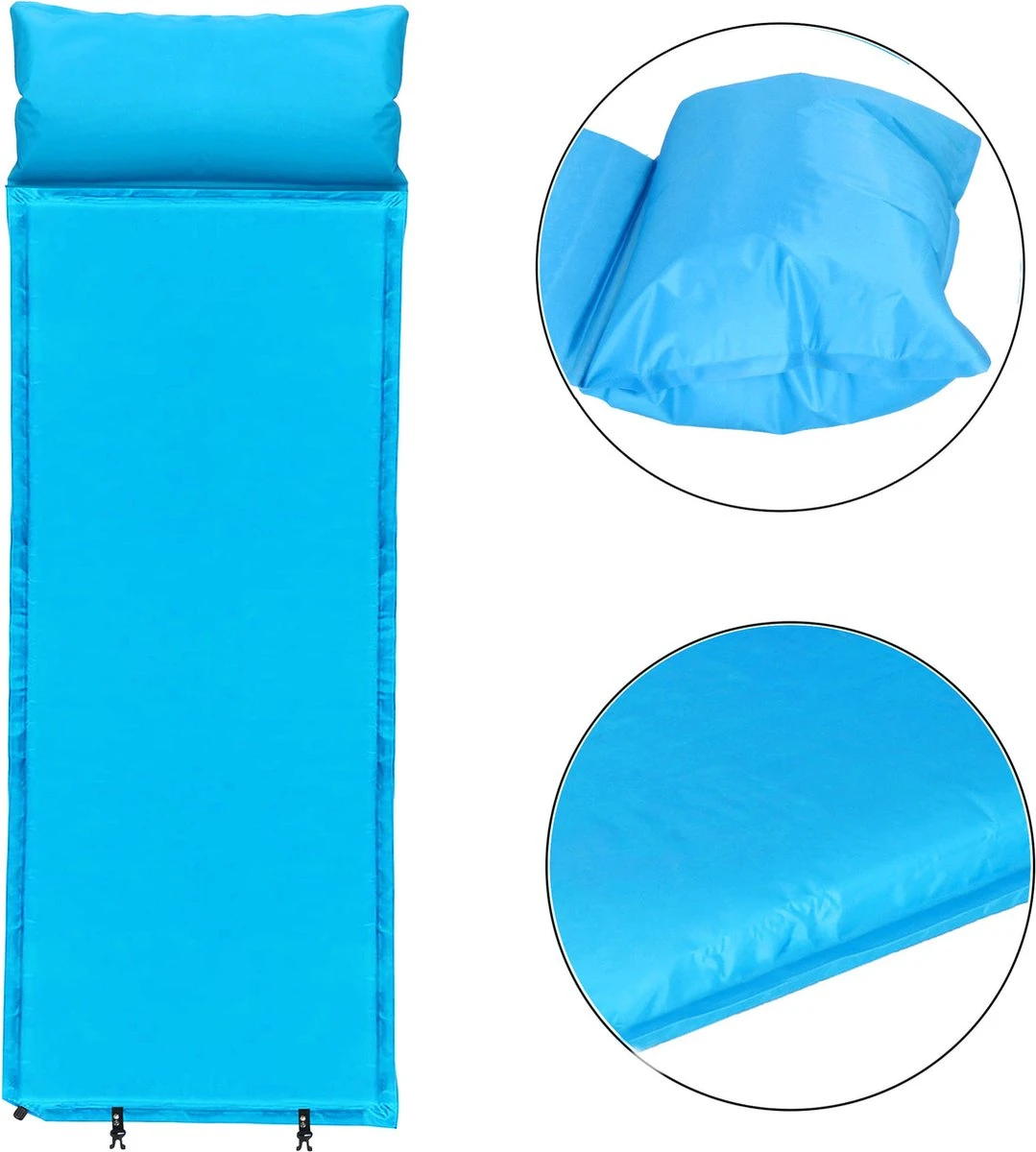 Springos Slaapmat | Zelfopblazend | 186 Cm | Inclusief Hoes & Hoofdkussen | Lichtblauw 14 Springos Slaapmat | Zelfopblazend | 186 Cm | Inclusief Hoes & Hoofdkussen | Lichtblauw - Afbeelding 12