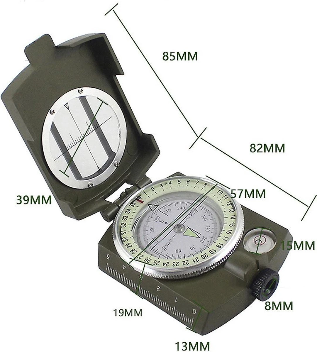 IBright Professionele Metalen Militaire Kompas - Inklapbaar - Waterproof - Schokbestendig - Kaart Kompas Met Kaartlezer - Met Opberg Etui 15 IBright Professionele Metalen Militaire Kompas - Inklapbaar - Waterproof - Schokbestendig - Kaart Kompas Met Kaartlezer - Met Opberg Etui - Afbeelding 13