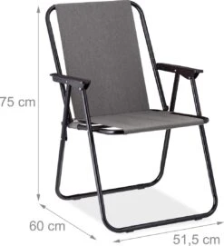 Relaxdays Campingstoel Inklapbaar Set Van 2 - Klapstoel 100 Kg - Visstoel Met Armleuningen - Grijs -Bol 1094x1200