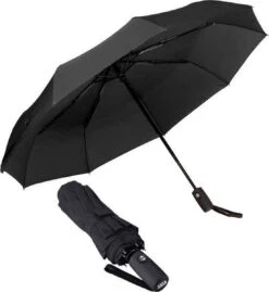 Merkloos Automatische Stormparaplu - Paraplu – Opvouwbaar & Windproof Tot 100km P/u - Ø 95 Cm - Zwart