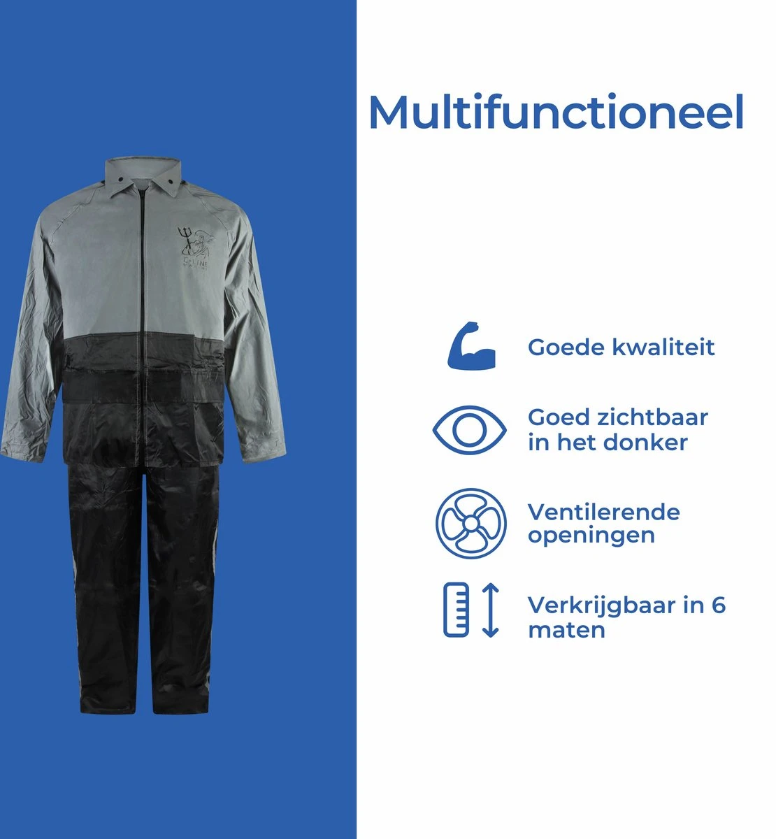 C-Line Regenpak Met Capuchon - Reflecterende Jas - Nieuw Model - Volwassen Maat XXL 7 C-Line Regenpak Met Capuchon - Reflecterende Jas - Nieuw Model - Volwassen Maat XXL - Afbeelding 5