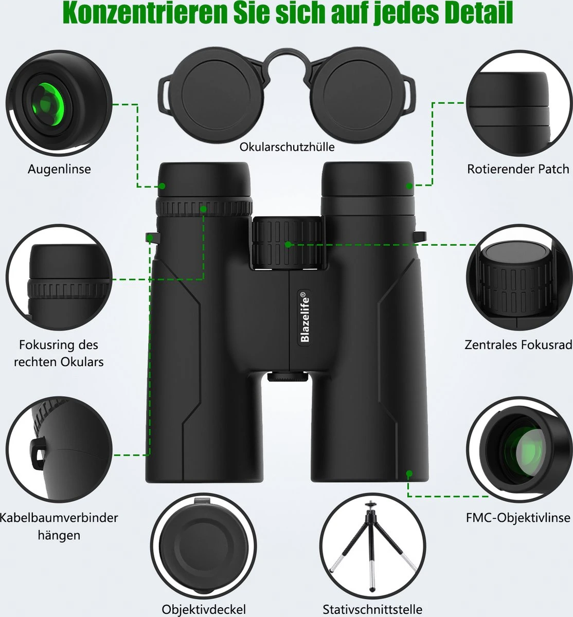 Blazelife 12x42 Verrekijker - Kerstmis - Kerstfeest - Christmas Gift - Nachtzicht - Waterbestendig - Lichtgewicht En Draagbaar - Compacte Set Met Smartphone-adapter, Draagtas, Spiegeldoek 5 Blazelife 12x42 Verrekijker - Kerstmis - Kerstfeest - Christmas Gift - Nachtzicht - Waterbestendig - Lichtgewicht En Draagbaar - Compacte Set Met Smartphone-adapter, Draagtas, Spiegeldoek - Afbeelding 3