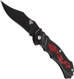 Dragon Zakmes - Opvouwbaar - Inklapbaar - Discreet - Survival Mes - Tactical Knife - 18cm - Broekclip - Vlijmscherp - RVS - Zwart