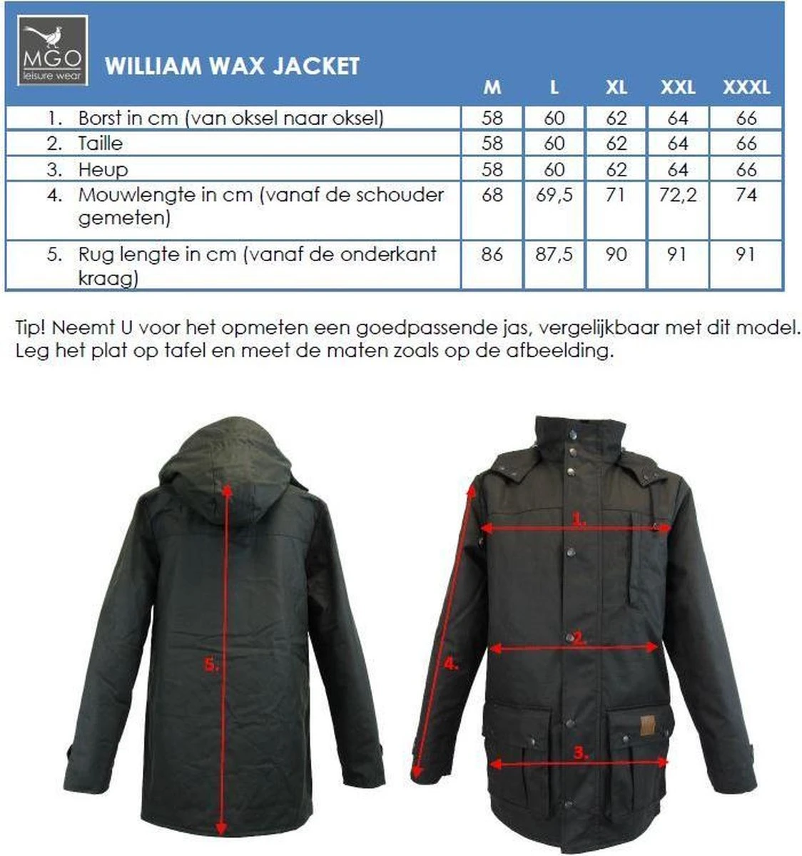 MGO Leisure William Wax Parka Outdoorjas Heren - Maat XXL 8 MGO Leisure William Wax Parka Outdoorjas Heren - Maat XXL - Afbeelding 6