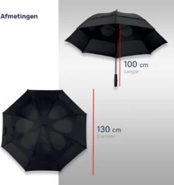 XL Stormproof Paraplu - Storm Bestendig - Ø Ca. 130CM - Zwart - Stormparaplu - Paraplu Volwassenen -Bol 1126x1200