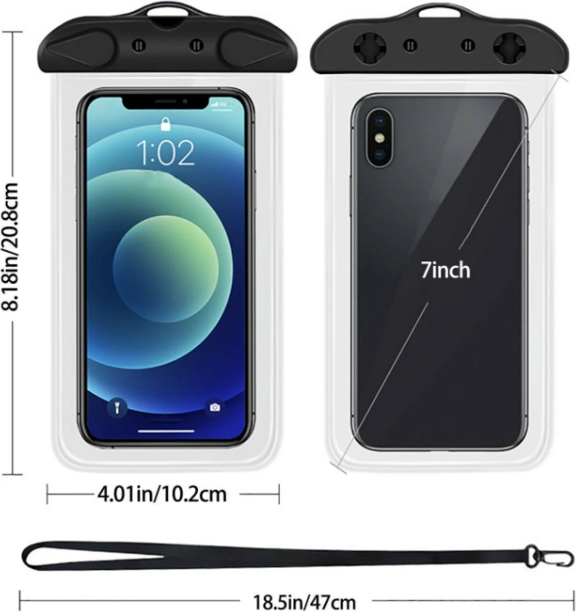 Merkloos Waterdichte Telefoonhoesjes- Zwart 4 Stuks- Alle Telefoons Beschikbaar- Telefoonzakje 5 Merkloos Waterdichte Telefoonhoesjes- Zwart 4 Stuks- Alle Telefoons Beschikbaar- Telefoonzakje - Afbeelding 3