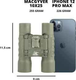 MacGyver Verrekijker 10 X 25 Bak7 - Compact Voor Reis En Stadions - Met Schouderriem En Draagtas - Ook Voor Brildragers - Groen -Bol 1140x1200 3