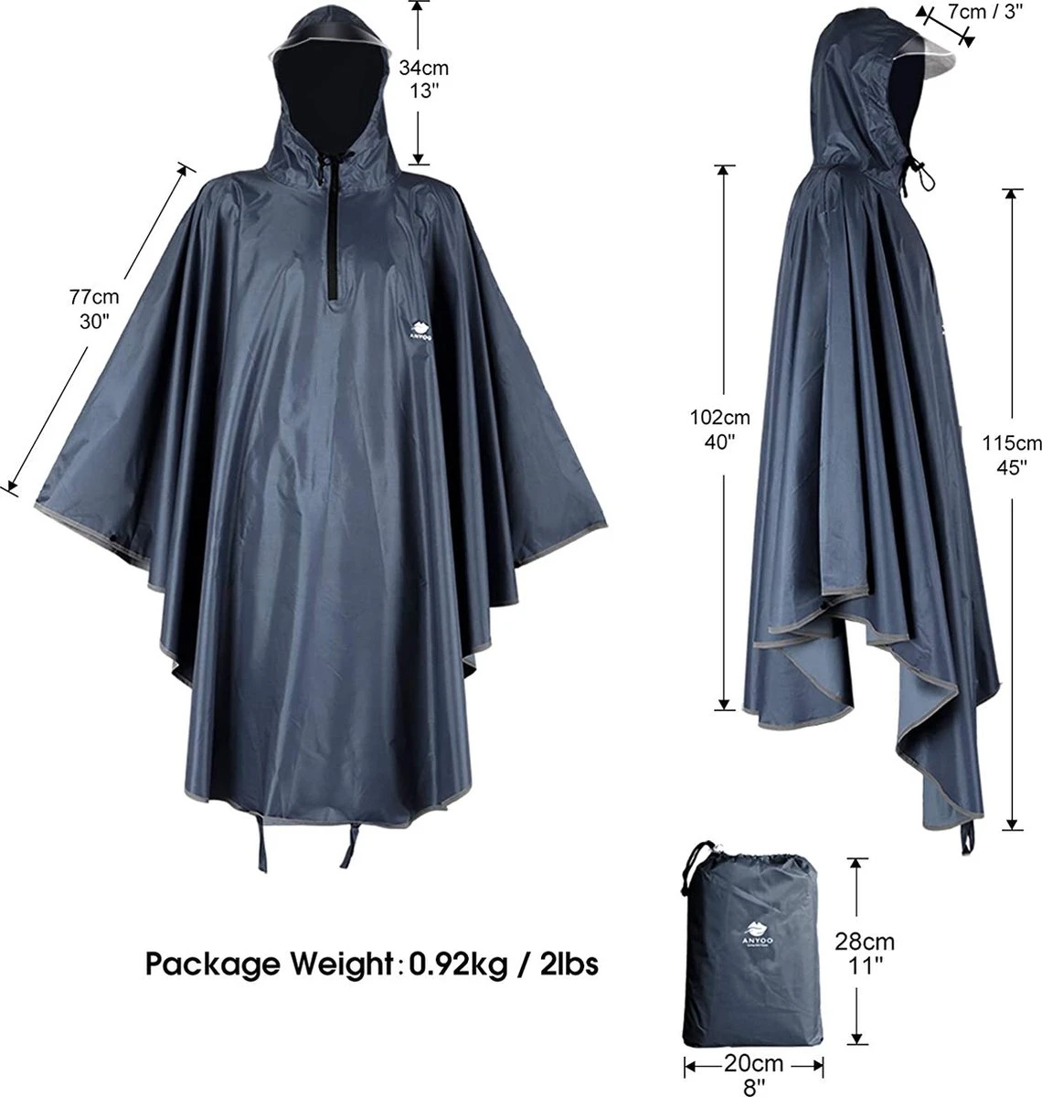 Anyoo Waterdichte Fietsponcho Fiets Regenjas Jas Capes Lichtgewicht Compact Herbruikbaar Voor Jongens Mannen Vrouwen Volwassenen 7 Anyoo Waterdichte Fietsponcho Fiets Regenjas Jas Capes Lichtgewicht Compact Herbruikbaar Voor Jongens Mannen Vrouwen Volwassenen - Afbeelding 5