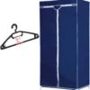 Merkloos Set Van Mobiele Opvouwbare Kledingkast Met Blauwe Hoes 160 Cm En 5x Plastic Kledinghangers Zwart -Bol 1152x1200 1
