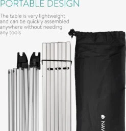 Navaris Campingtafel - Inklapbaar Campingtafeltje Van Aluminium - Opvouwbare Tafel Inclusief Draagtas - Picknicktafel - Zilver -Bol 1154x1200