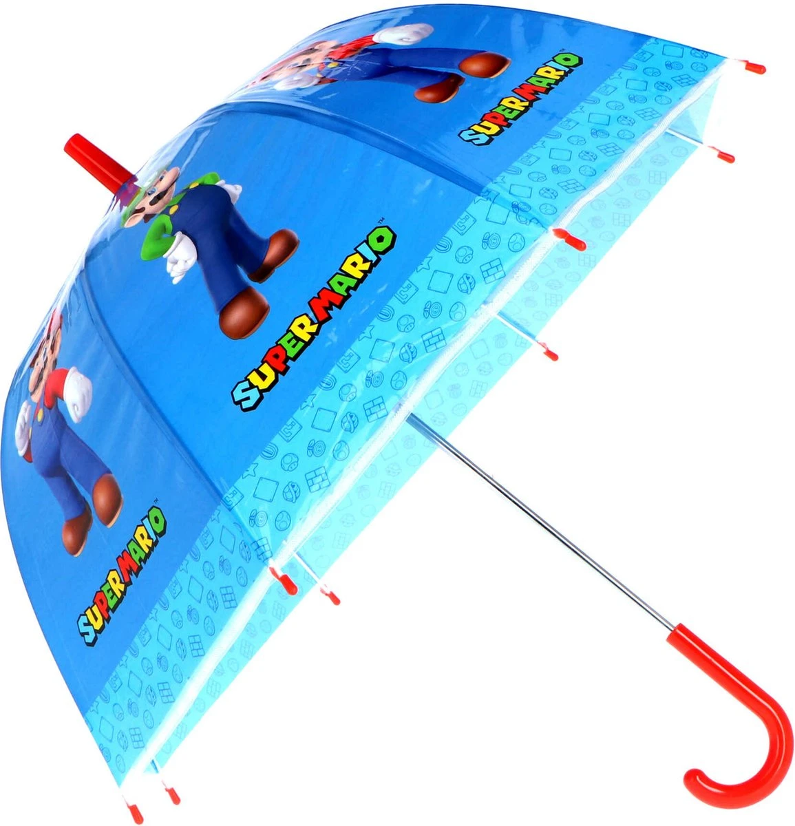 Super Mario Kinderparaplu - Blauw - 66 Cm - Paraplu 4 Super Mario Kinderparaplu - Blauw - 66 Cm - Paraplu - Afbeelding 2