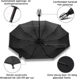 IBright Storm Paraplu - Paraplu - Extra Sterk - Opvouwbaar - Automatisch Uitklapbaar - Ø 105 - Inclusief Beschermhoes 14 IBright Storm Paraplu - Paraplu - Extra Sterk - Opvouwbaar - Automatisch Uitklapbaar - Ø 105 - Inclusief Beschermhoes -Bol 1161x1200 6