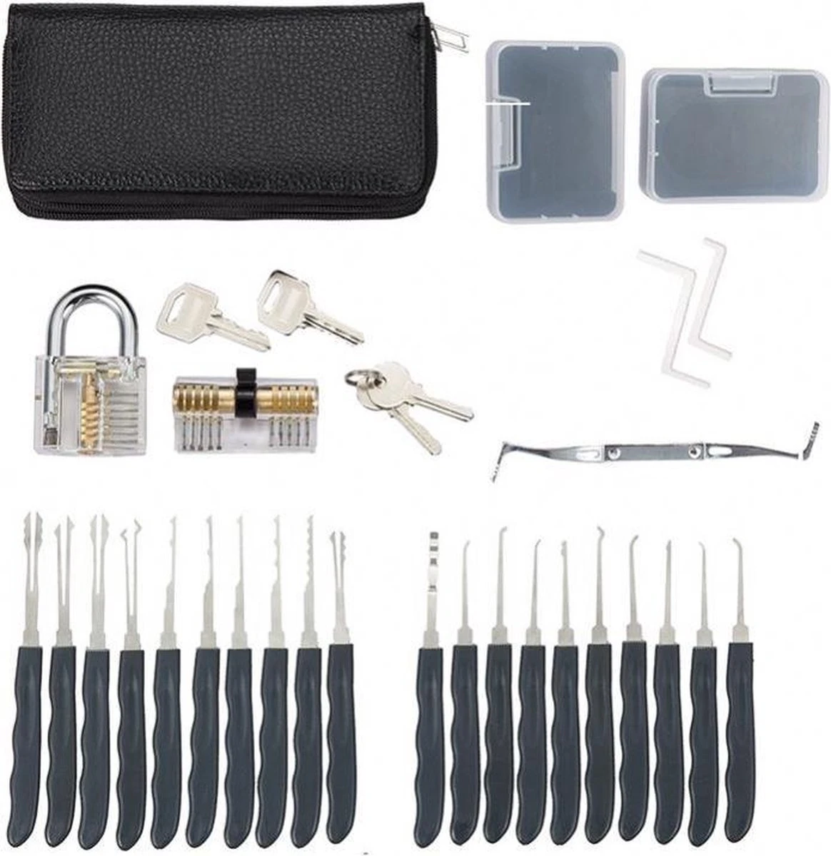 Merkloos 34 Delige Lockpick Set Voor Beginners En Gevorderden Met 2x Oefenslot Een Opberghoes En Opberg Doosjes - Lockpicking Set - Survival Kit - Gereedschapset - Doorzichtig Slot Transparant - Slotenmaker 10 Merkloos 34 Delige Lockpick Set Voor Beginners En Gevorderden Met 2x Oefenslot Een Opberghoes En Opberg Doosjes - Lockpicking Set - Survival Kit - Gereedschapset - Doorzichtig Slot Transparant - Slotenmaker - Afbeelding 8