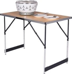 Kamyra® Campingtafel Inklapbaar - Kampeertafel, Partytafel - Opvouwbaar, Lichtgewicht & In Hoogte Verstelbaar - Aluminium/Hout -Bol 1169x1200 1