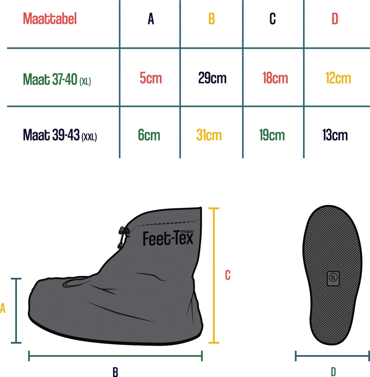 Feet Tex Regen Overschoenen - Duurzaam - Anti Slip - Waterdicht 6 Feet Tex Regen Overschoenen - Duurzaam - Anti Slip - Waterdicht - Afbeelding 4