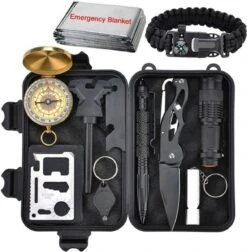 Complete 12 In 1 Survival Kit - SOS/EDC Emergency Set - Camping - Outdoor - Inclusief Handige Opbergbox