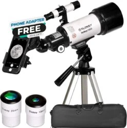 Merkloos Astronomietelescoop, Draagbaar En Krachtig 16x-120x, Gemakkelijk Te Monteren En Te Gebruiken, Ideaal Voor Kinderen En Beginnende Volwassenen. Telescoop Voor Maan, Planeten En Sterren Kijken.