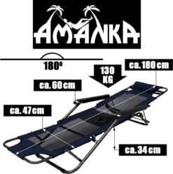 Ligstoel 180x60cm - Opvouwbaar Campingstoel Ligbed Strandstoel Tuinstoel Vouwligstoel Blauw -Bol 1190x1200 1