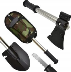 Survival Schep - 8 In 1 - Opvouwbaar - 8 Delig - Met Draagtas - 12 X 43.5 Cm - Met Bijl - Zaag - Pionierschep - Vouwschop - Handzame Schep - Schop - Outdoor - Kamperen - Camping - Multifunctionele Schep - Militaire Schop - Gereedschap - Houtzaag