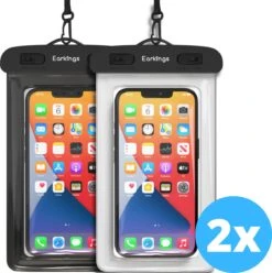 Waterdichte Telefoonhoesjes - Drybag Set Van 2 Stuks - Onderwater Hoesje Telefoon Voor Alle Telefoons - Waterdicht Telefoonhoesje Earkings - Zwart & Wit