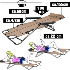 Ligstoel Opvouwbaar 155x60cm - Lichte Ligbed Relaxstoel Tuinstoel Campingstoel Strandstoel -Bol 1196x1200