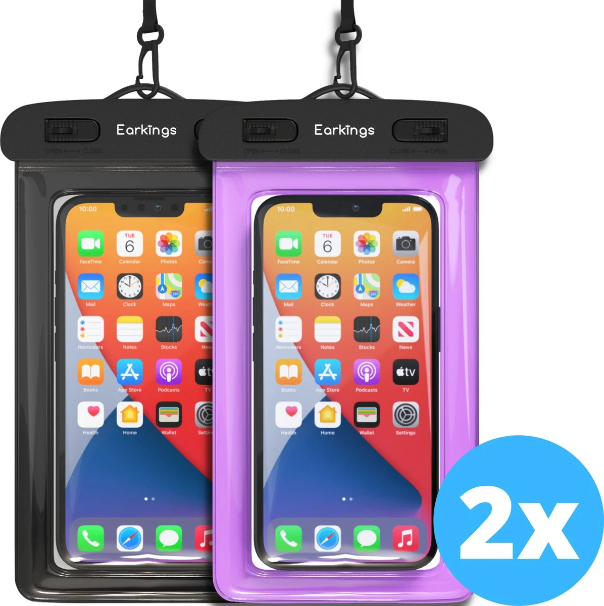 Waterdichte Telefoonhoesjes - Drybag Set Van 2 Stuks - Onderwater Hoesje Telefoon Voor Alle Telefoons - Waterdicht Telefoonhoesje Earkings - Zwart & Paars 3 Waterdichte Telefoonhoesjes - Drybag Set Van 2 Stuks - Onderwater Hoesje Telefoon Voor Alle Telefoons - Waterdicht Telefoonhoesje Earkings - Zwart & Paars