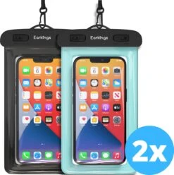 Waterdichte Telefoonhoesjes - Drybag Set Van 2 Stuks - Onderwater Hoesje Telefoon Voor Alle Telefoons - Waterdicht Telefoonhoesje Earkings - Zwart & Blauw