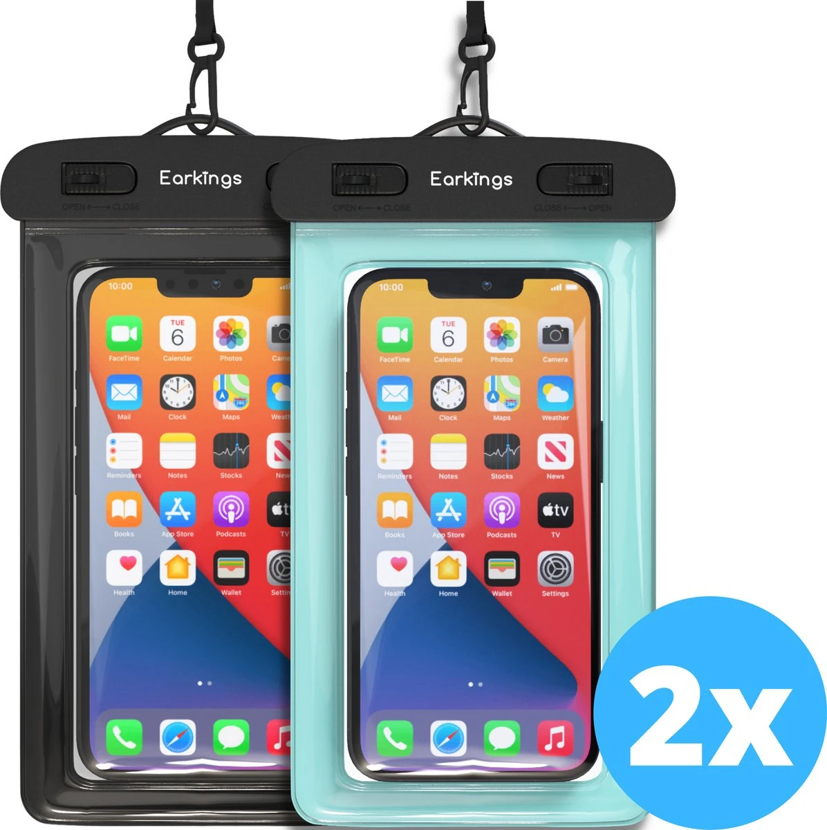 Waterdichte Telefoonhoesjes - Drybag Set Van 2 Stuks - Onderwater Hoesje Telefoon Voor Alle Telefoons - Waterdicht Telefoonhoesje Earkings - Zwart & Blauw 3 Waterdichte Telefoonhoesjes - Drybag Set Van 2 Stuks - Onderwater Hoesje Telefoon Voor Alle Telefoons - Waterdicht Telefoonhoesje Earkings - Zwart & Blauw
