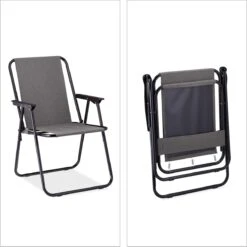 Relaxdays Campingstoel Inklapbaar Set Van 2 - Klapstoel 100 Kg - Visstoel Met Armleuningen - Grijs -Bol 1198x1200 1