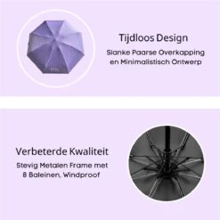 PLU - Paraplu - Opvouwbaar - Inklapbaar - Met Luxe Beschermhoes - Met Reisetui - Windproof - Fashionable - Lichtgewicht - Paars 15 PLU - Paraplu - Opvouwbaar - Inklapbaar - Met Luxe Beschermhoes - Met Reisetui - Windproof - Fashionable - Lichtgewicht - Paars -Bol 1198x1200 18