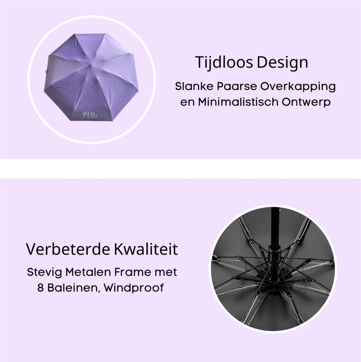 PLU - Paraplu - Opvouwbaar - Inklapbaar - Met Luxe Beschermhoes - Met Reisetui - Windproof - Fashionable - Lichtgewicht - Paars 7 PLU - Paraplu - Opvouwbaar - Inklapbaar - Met Luxe Beschermhoes - Met Reisetui - Windproof - Fashionable - Lichtgewicht - Paars - Afbeelding 5