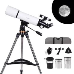 NOOV® - Telescoop – Sterrenkijker Volwassenen / Gevorderden – Sterrenkijker Kinderen – Extra Grote Lensopening 80mm –Rode Stipzoeker - Inclusief Anti-shock Statief & Stevige Draagtas