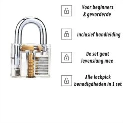 Lockpick Set 15 Delen – Alles Opener – Inclusief Transparant Oefenslot – Lockpicken Voor Professionals En Beginners - -Bol 1199x1200 8