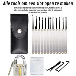 Lockpick Set 15 Delen – Alles Opener – Inclusief Transparant Oefenslot – Lockpicken Voor Professionals En Beginners - -Bol 1199x1200 9