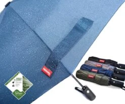 Merkloos Fredricks - Sterke Compacte Opvouwbare Tasformaat Paraplu - Stormbestendig >100 Km/u - Opent En Sluit Automatisch - Ø 97cm - Waterafstotende Teflon Coating - Sneldrogend - Donkerblauw