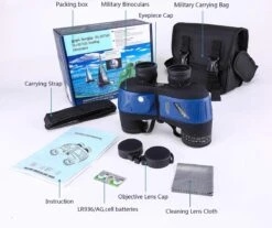 Professionele Marine Verrekijker - 10X50 - Met Digitaal Kompas En Rangefinder - Waterdicht - Fogproof - BAK4 Prisma Lens - Afstandsmeter - Navigatie Binoculars - Geschikt Voor Zeilen, Birdwatching, Trekking, Outdoor - Blauw / Zwart -Bol 1200x1008 5