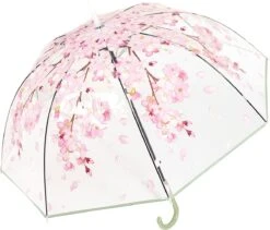 Fop En Bij Koepelparaplu - Paraplu - Doorzichtig - Voor Volwassenen - Opvouwbaar - Transparant Bloesem