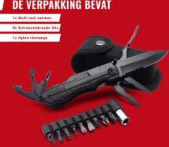 Multitool Zakmes Inclusief Draagetui & 9-Delige Bit Set - Kamperen - Survival Mes - Outdoor Activiteiten - Opvouwbaar Mes - Zwart -Bol 1200x1046 1