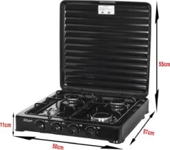 Zilan - Gas Kooktoestel 4 Pits - Campingkooktoestel - Gaskookplaat - Zwart -Bol 1200x1052 3