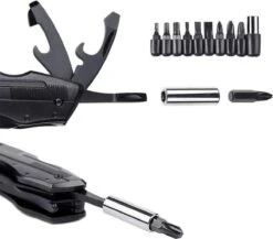 14-in-1 Multitool Zakmes + Draagetui + 9-Delige Bitset - Knife - Gereedschap - Survival Mes - Jachtmes - Outdoor - Camping - Kamperen - In Cadeau Verpakking -Bol 1200x1054